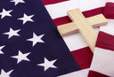 Cross With Flag - Adhesive Vinyl