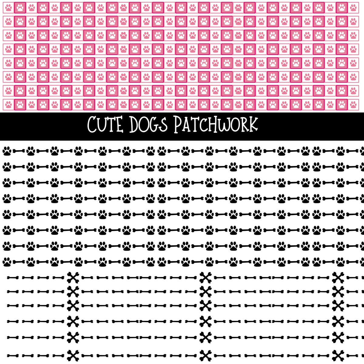 Cute Dogs Doodle Patchwork Set