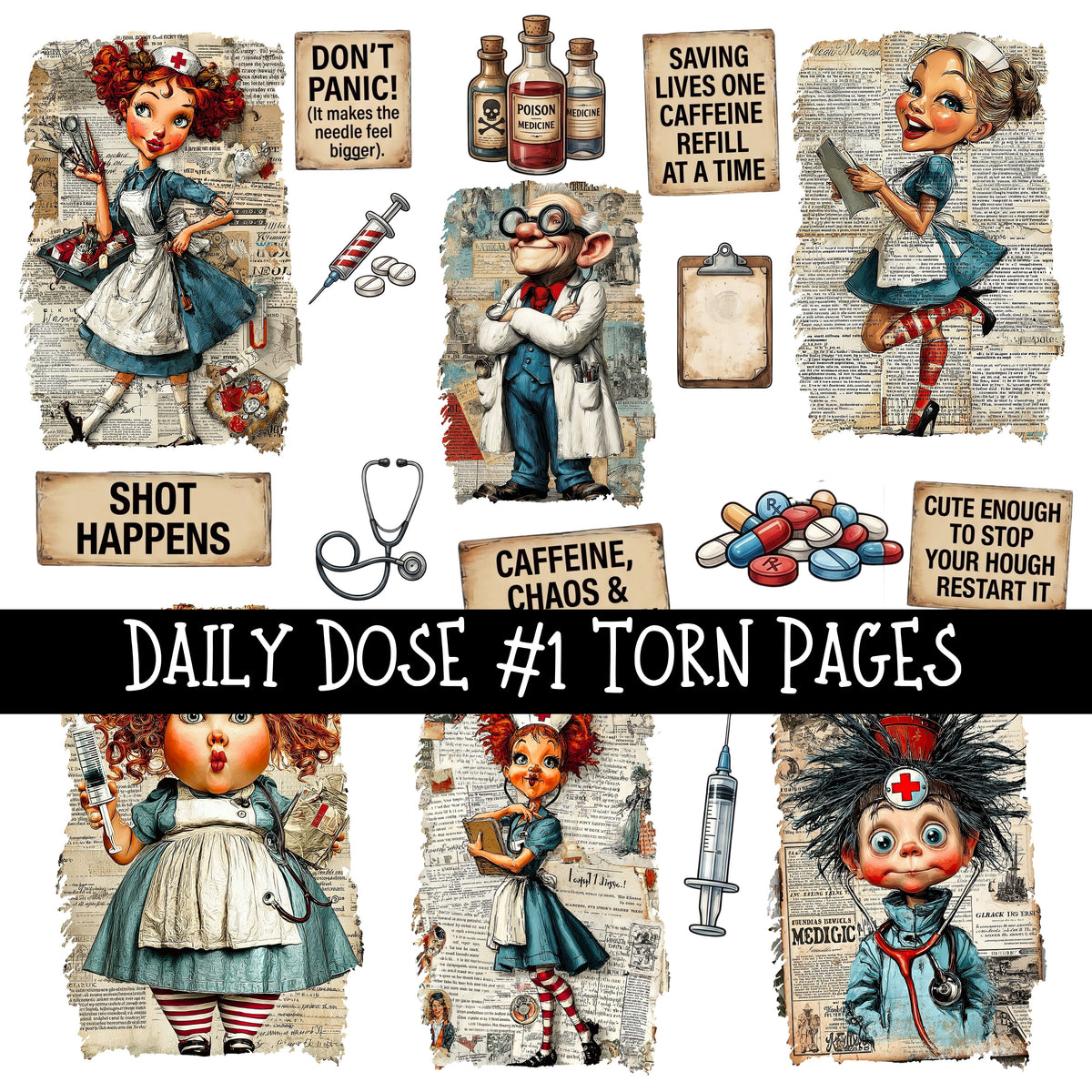 Daily Dose Torn Pages UV DTF Decal sheets 2 Designs available