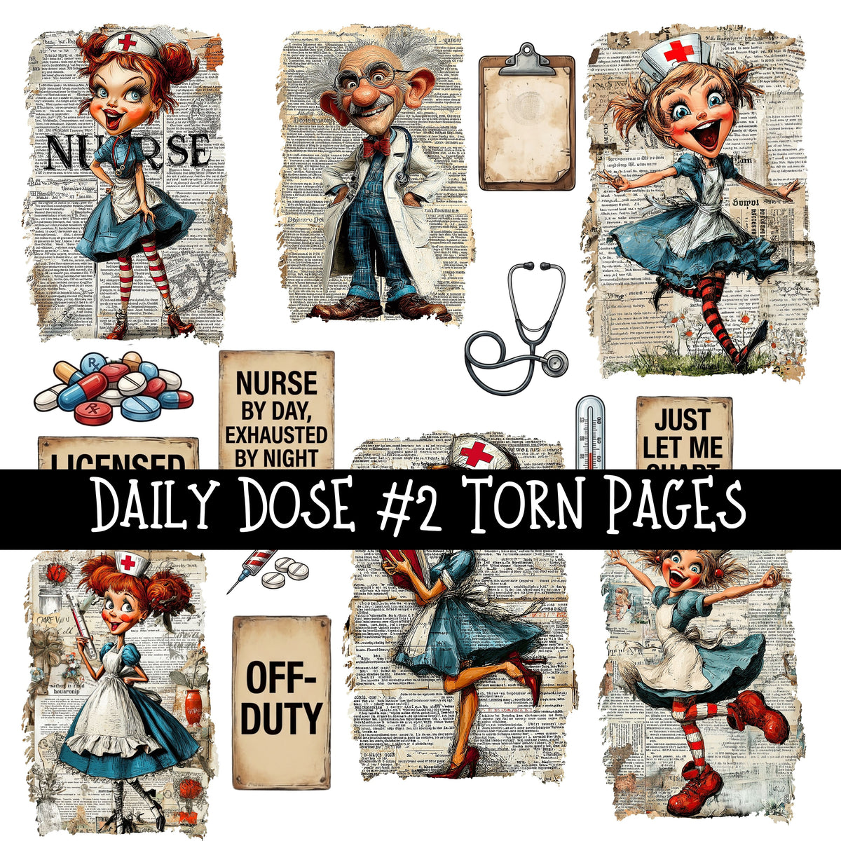 Daily Dose Torn Pages UV DTF Decal sheets 2 Designs available