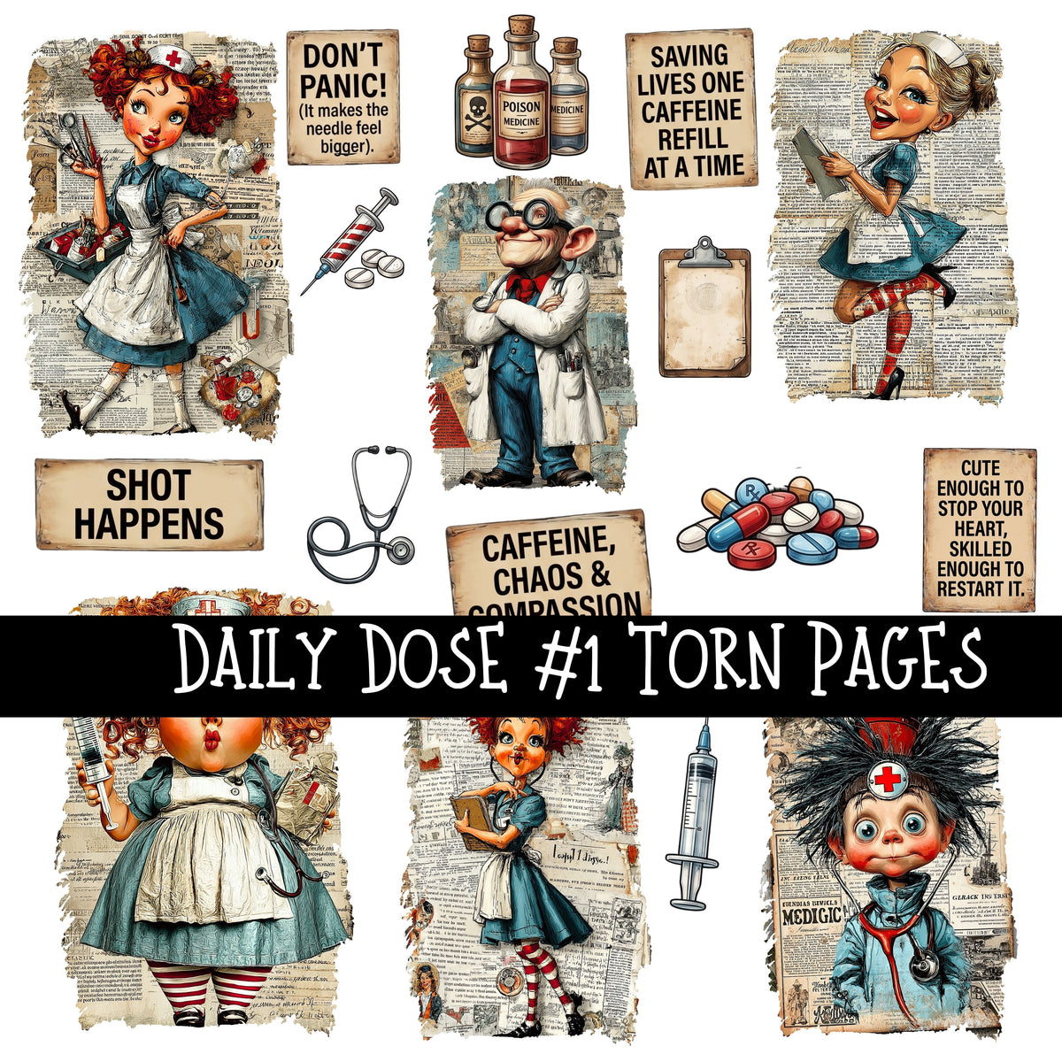 Daily Dose Torn Pages UV DTF Decal sheets 2 Designs available