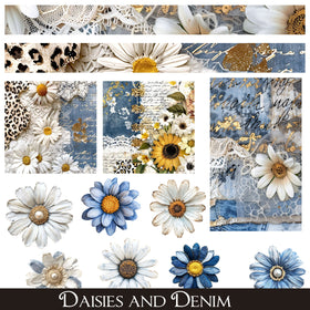 Daisies and Denim UV DTF Decal Sheets