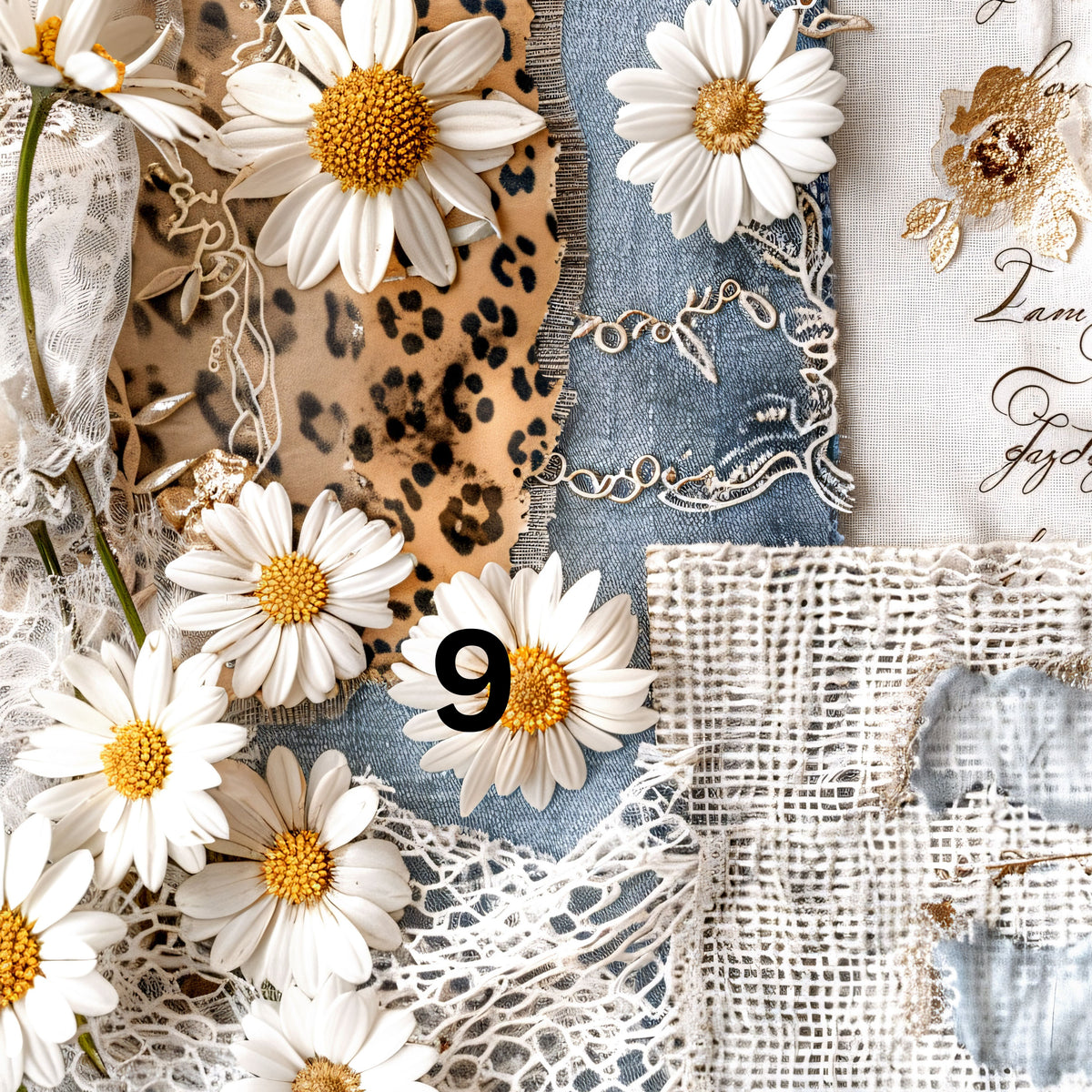 Daisies and Denim Collection 12x12 Vinyl Sheets- 12 Designs Available