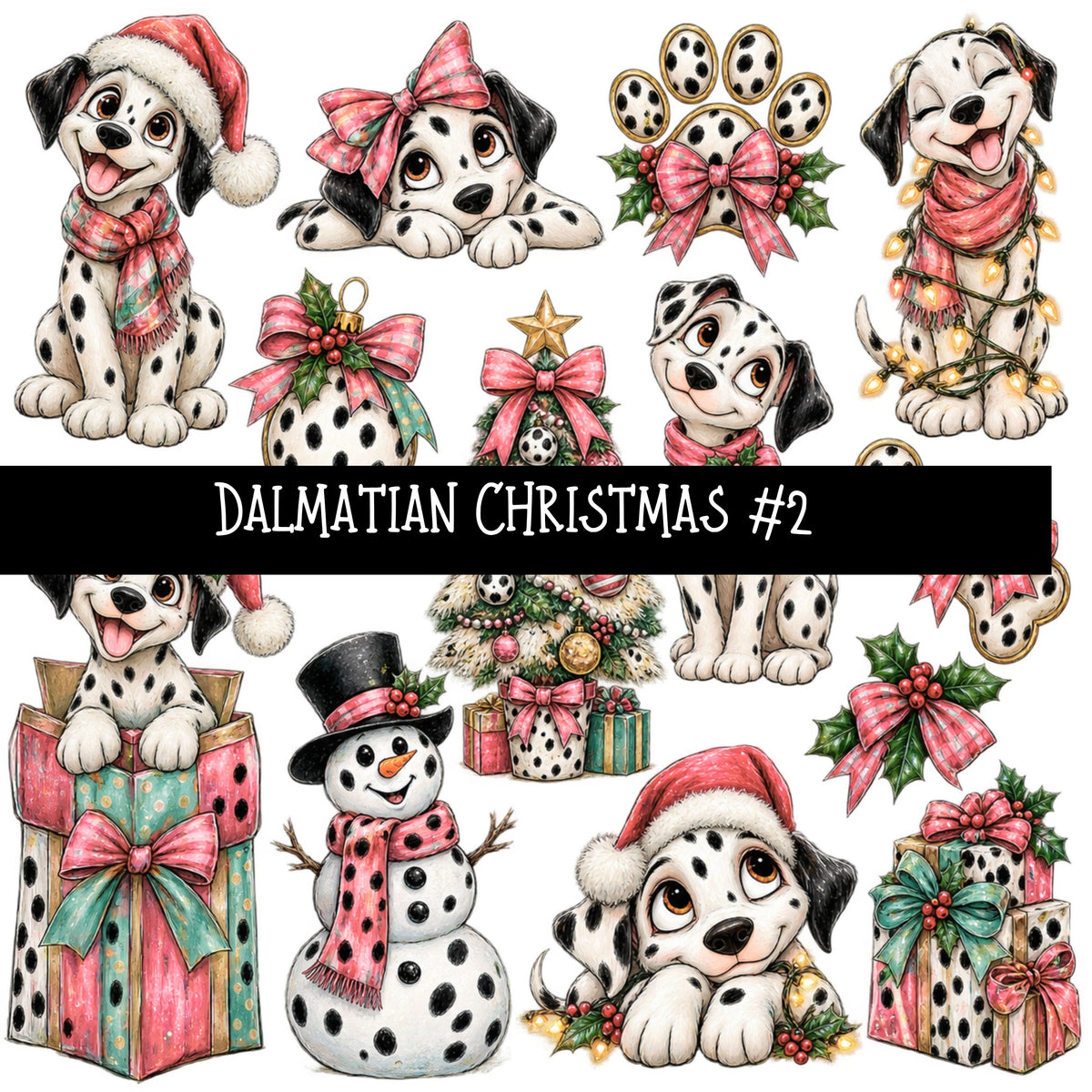 Dalmatian Christmas Torn Pages UV DTF Decal sheets 5 Designs available