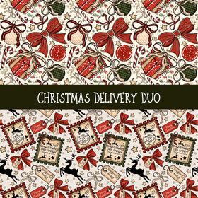 Christmas Delivery Duo precut vinyl sheet- 2 coordinating patterns on one sheet