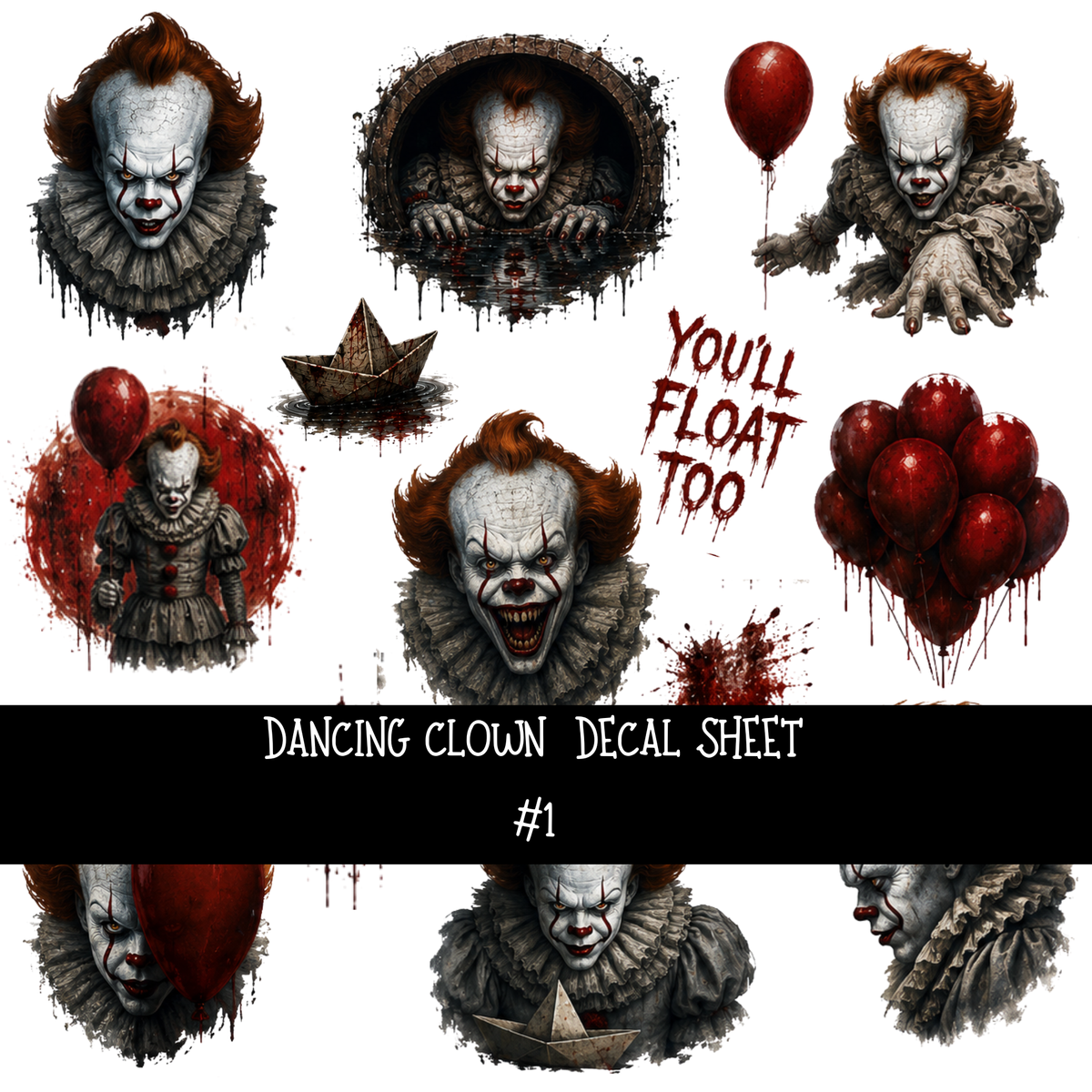 Dancing Clown- Uvdtf Decal Sheets