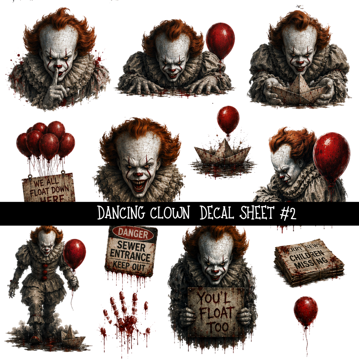 Dancing Clown- Uvdtf Decal Sheets