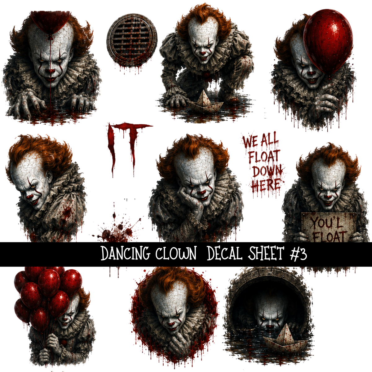 Dancing Clown- Uvdtf Decal Sheets