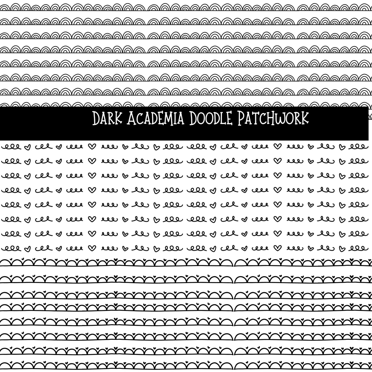 Dark Academia Doodle Patchwork Set