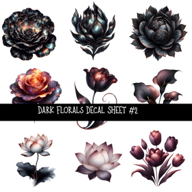 Dark Florals - UV DTF Decal sheets