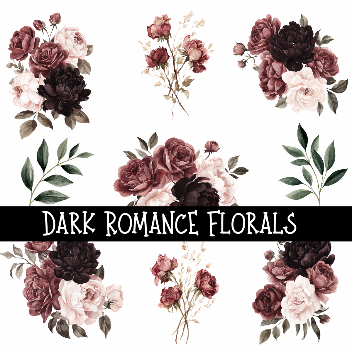 Dark Romance Florals UV DTF Decal sheet