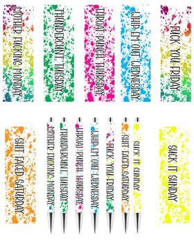 Days of the week Stainless UV DTF Pen wraps- set of 7