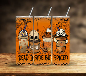 Dead Inside but spiced vinyl tumbler wrap