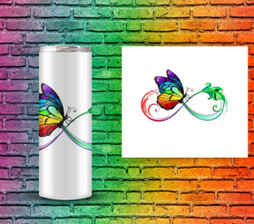 Rainbow Infinity Butterfly UV DTF Decal- Various sizes