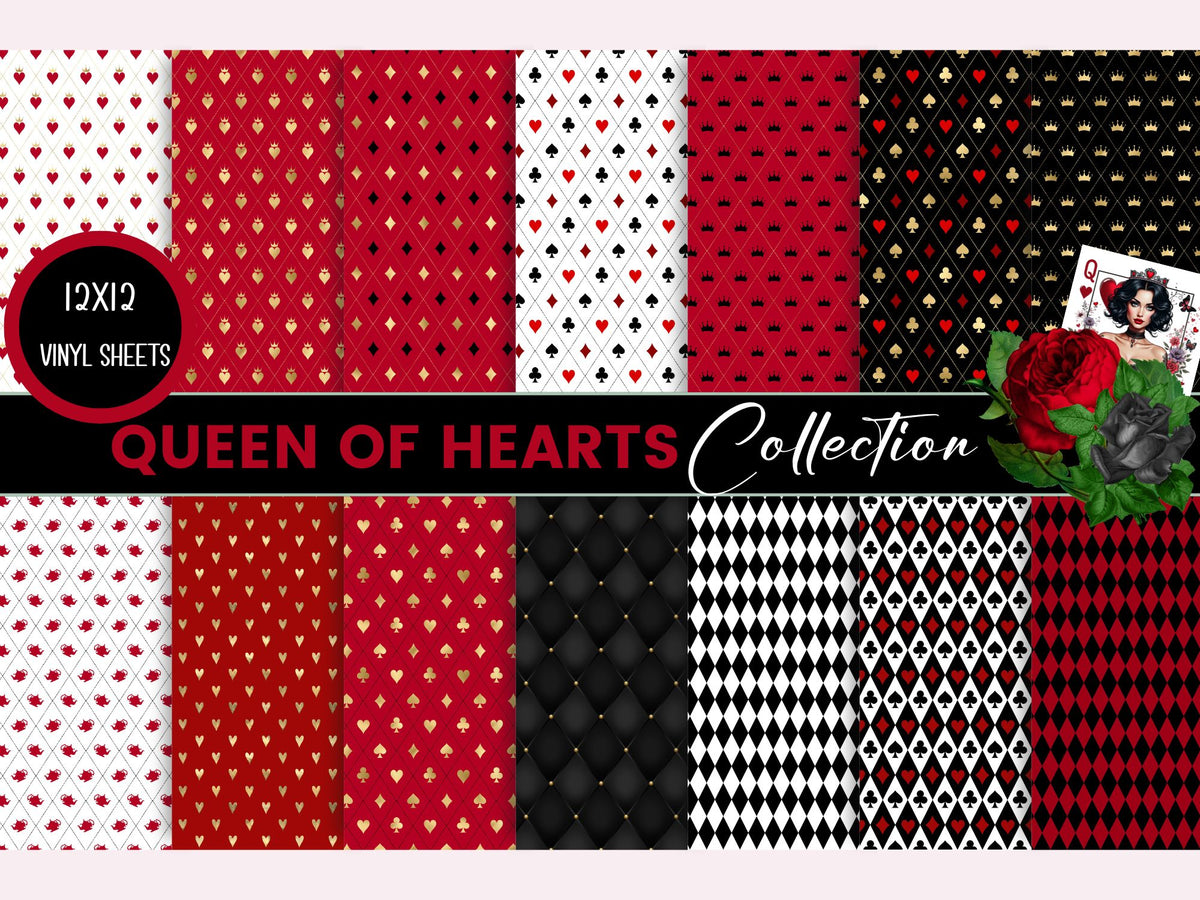 Queen of Hearts Collection 12x12 Vinyl Sheets- 14 Designs Available