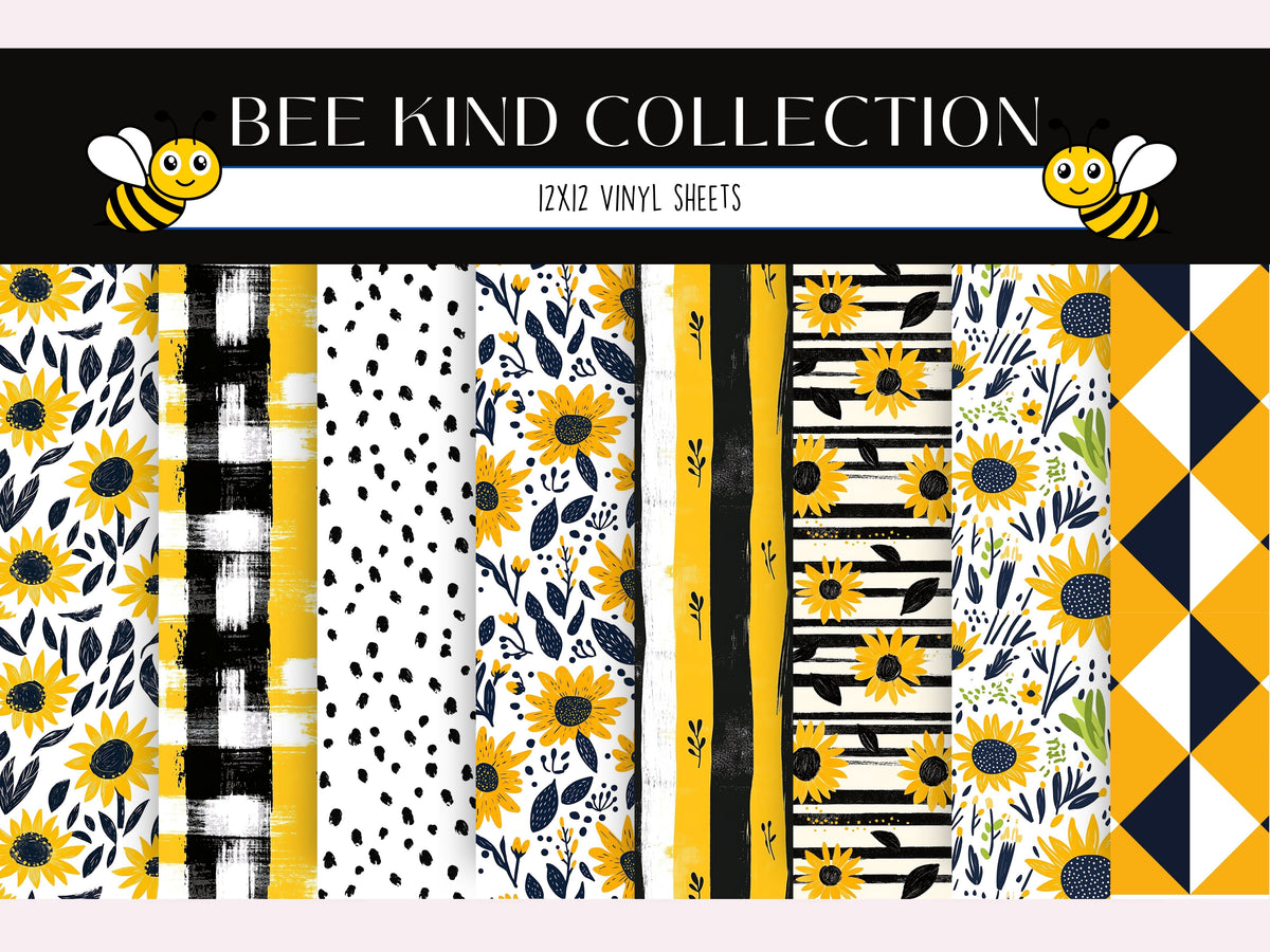 Bee Kind Collection 12x12 Vinyl Sheets- 8 Designs Available