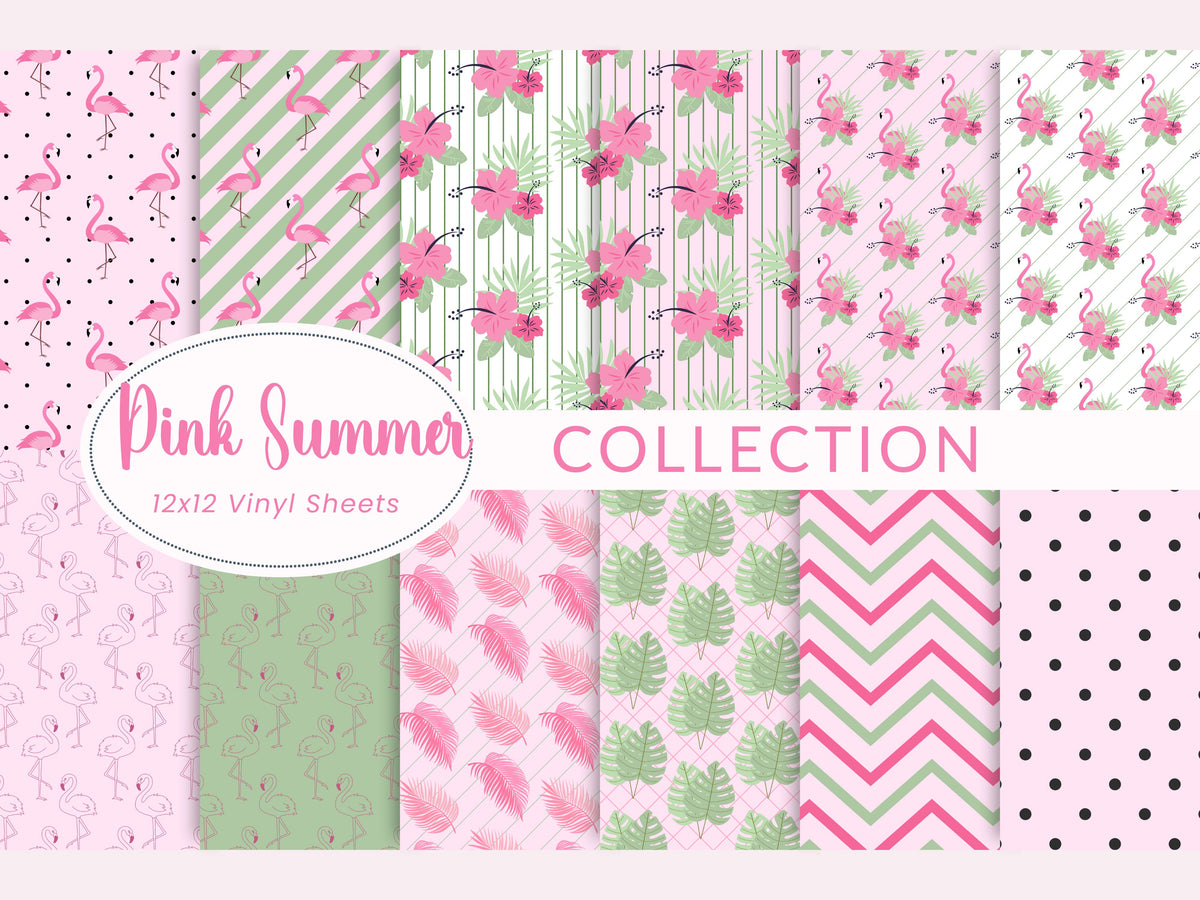 Pink Summer Collection 12x12 Vinyl Sheets- 12 Designs Available