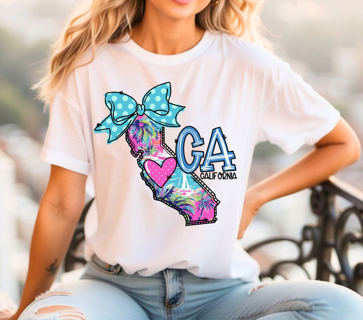 California Doodle Map  DTF Transfers