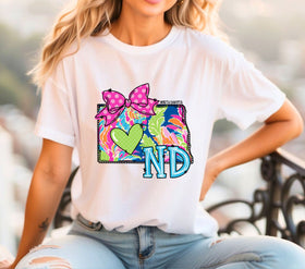 North Dakota Doodle Map DTF Transfers