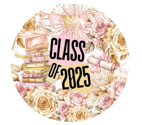 Class of 2025 Pink and Gold floral Tumbler Butt UV DTF Decals 5 Sizes