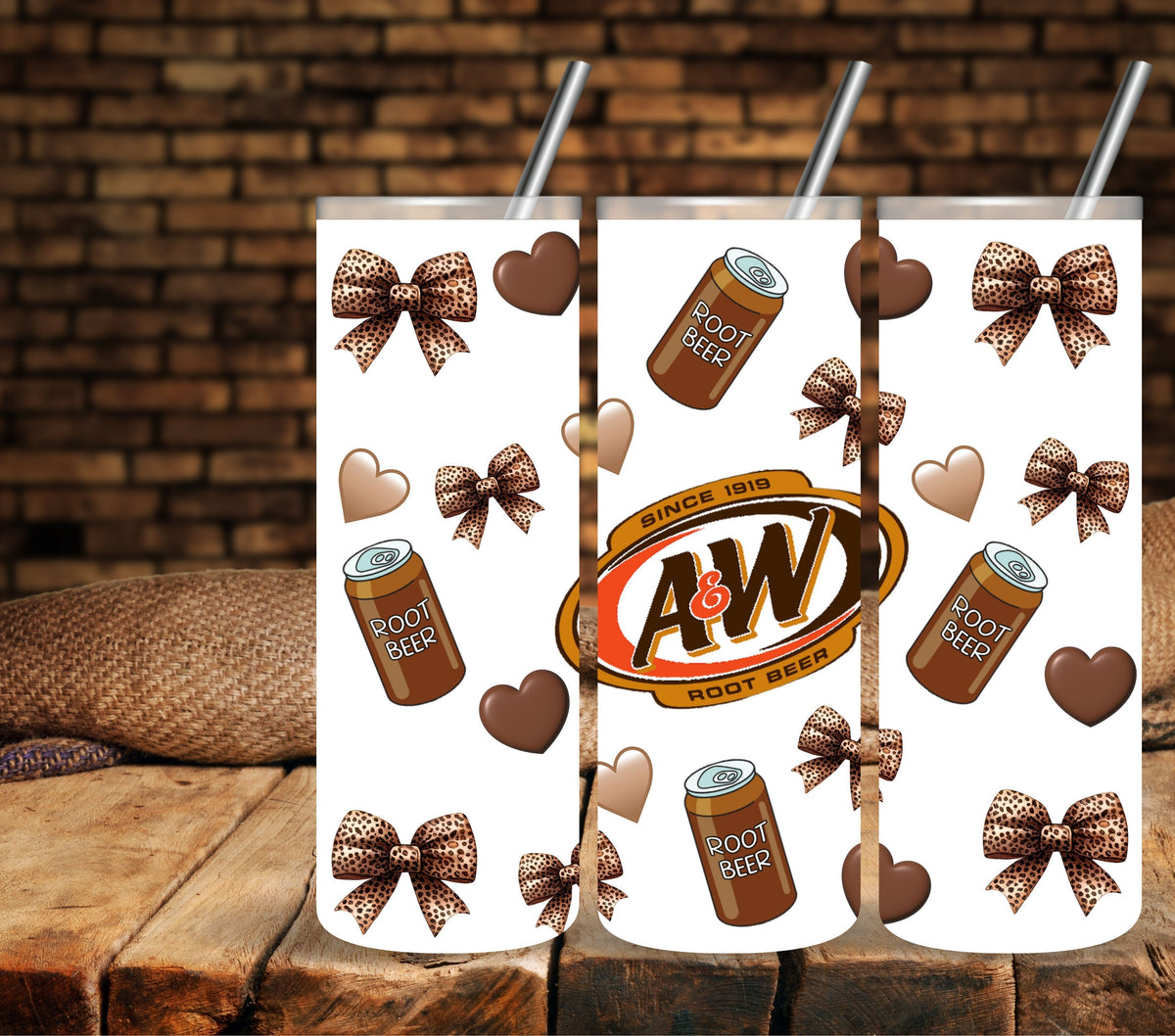 Root Beer UV DTF tumbler wraps 20oz