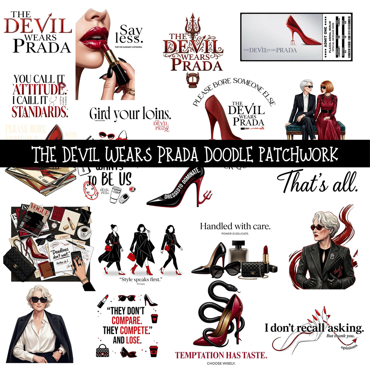 The Devil Wears Prada Doodle Patchwork Set