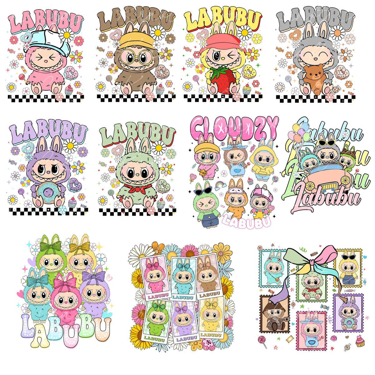 Labubu Doll Decal sheet UV DTF Decal sheet
