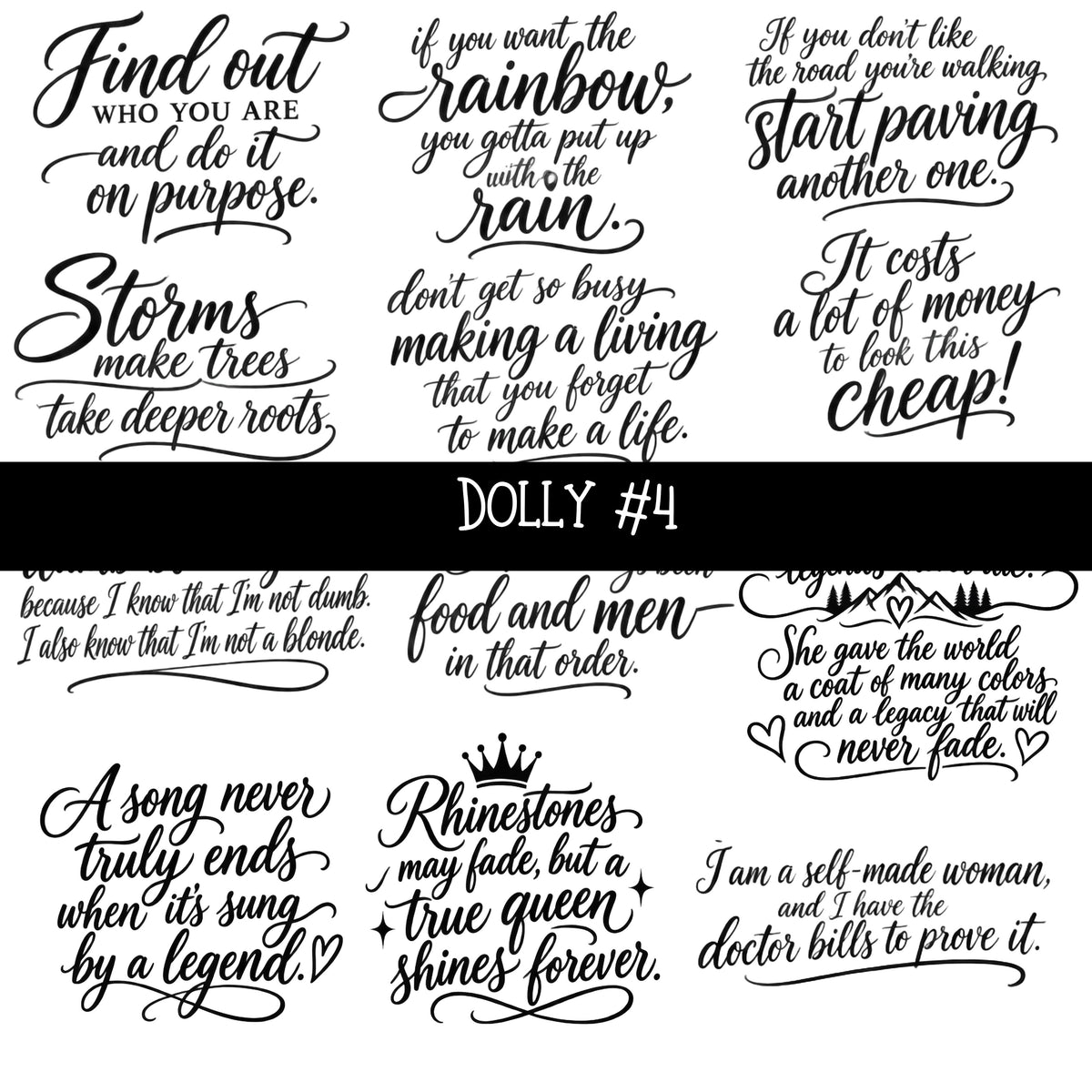 Dolly Torn Pages UV DTF Decal sheets 4 Designs available