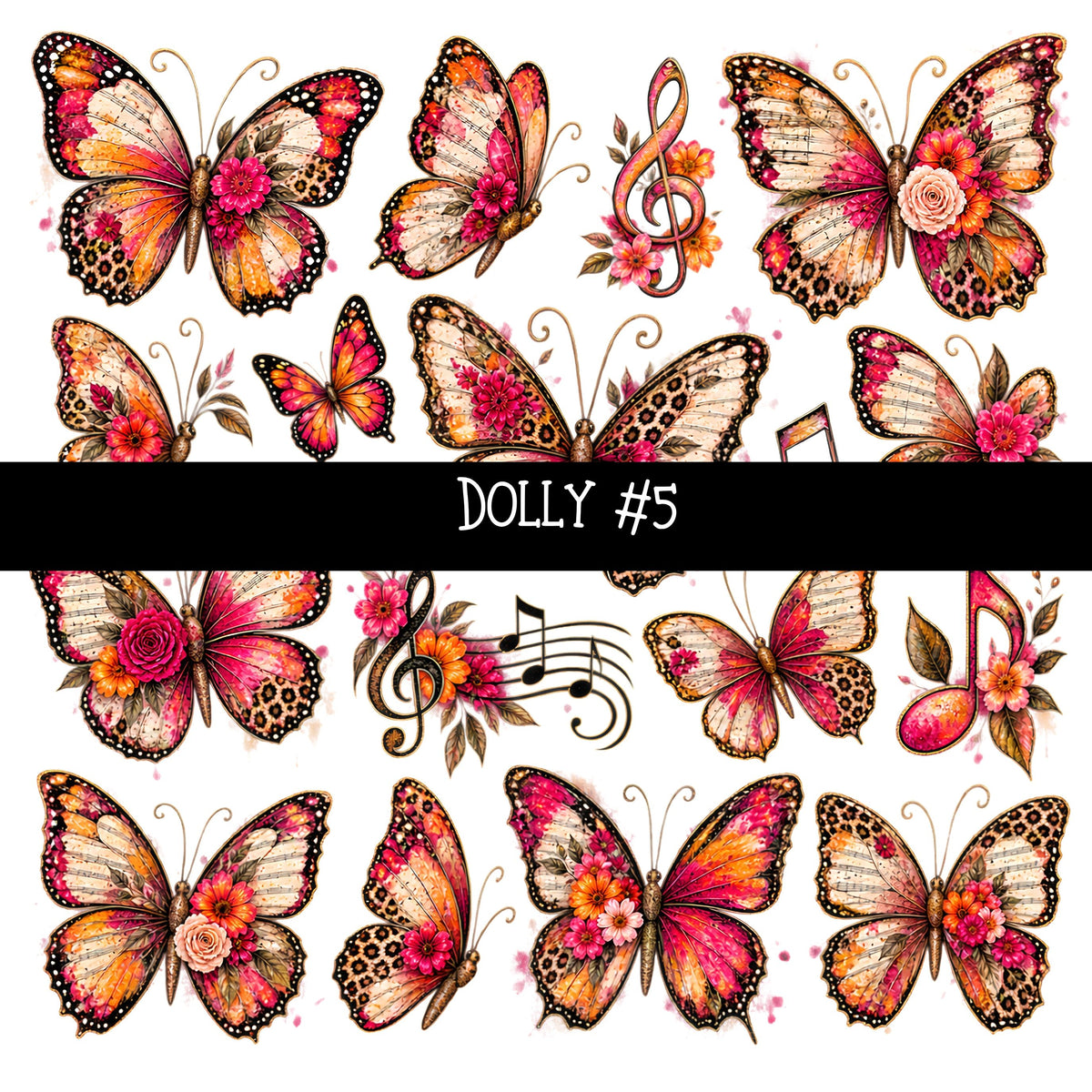 Dolly Torn Pages UV DTF Decal sheets 6 Designs available