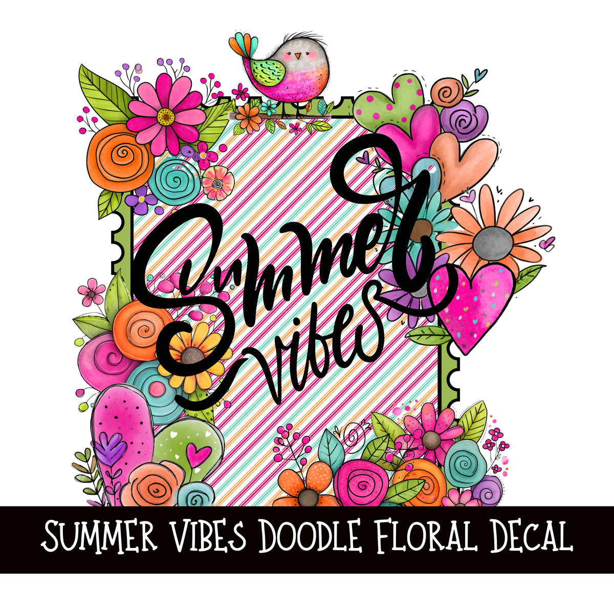 Summer Vibes Doodle Flower Decal  UV DTF Decal