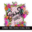 Summer Vibes Doodle Flower Decal  UV DTF Decal
