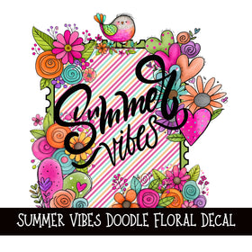 Summer Vibes Doodle Flower Decal  UV DTF Decal