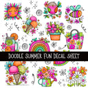 Doodle Summer Fun UV DTF Decal sheets