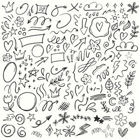 Doodle sketch element sheets  UV DTF Decal sheet 2 colors