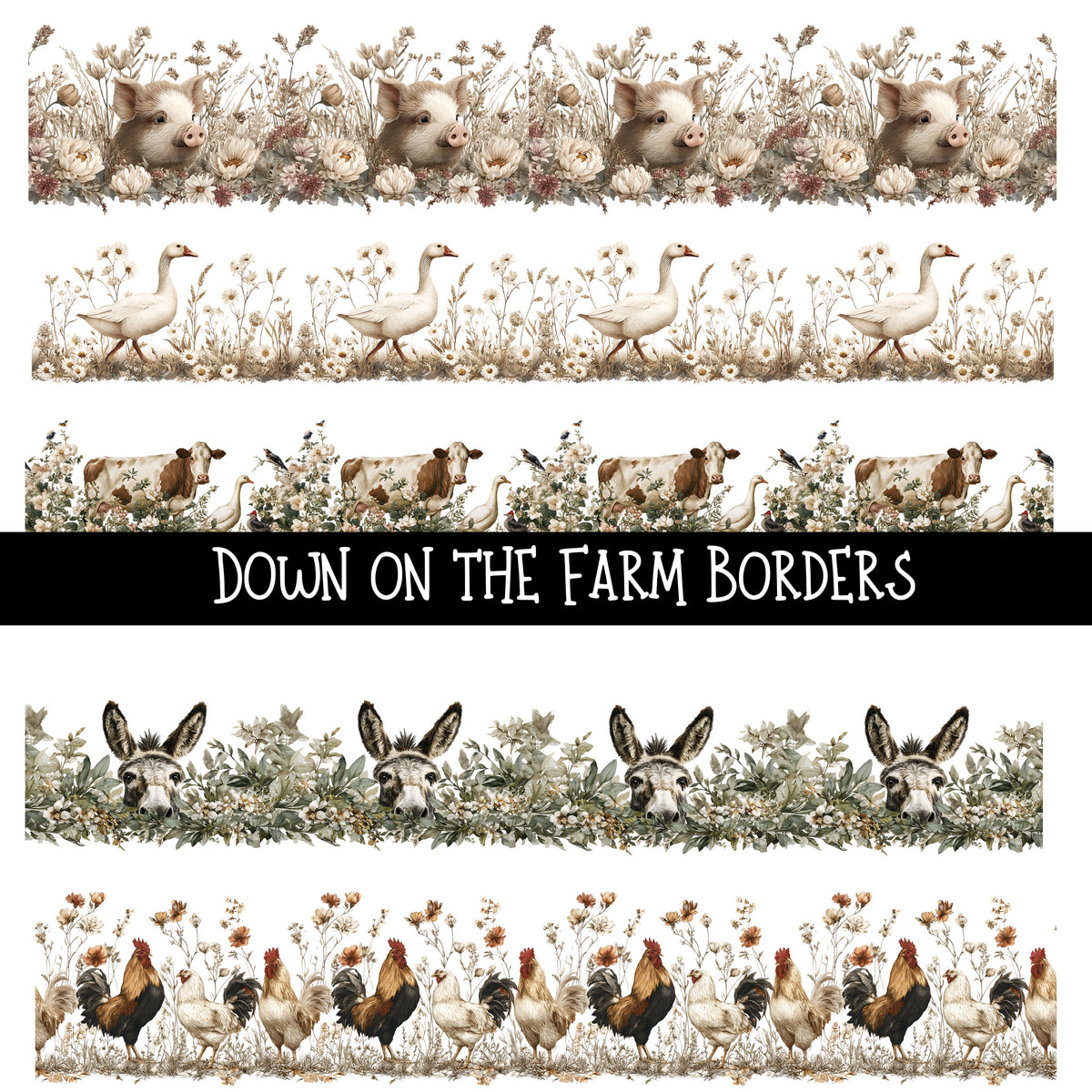Down on the Farm Borders UV DTF Decal sheet