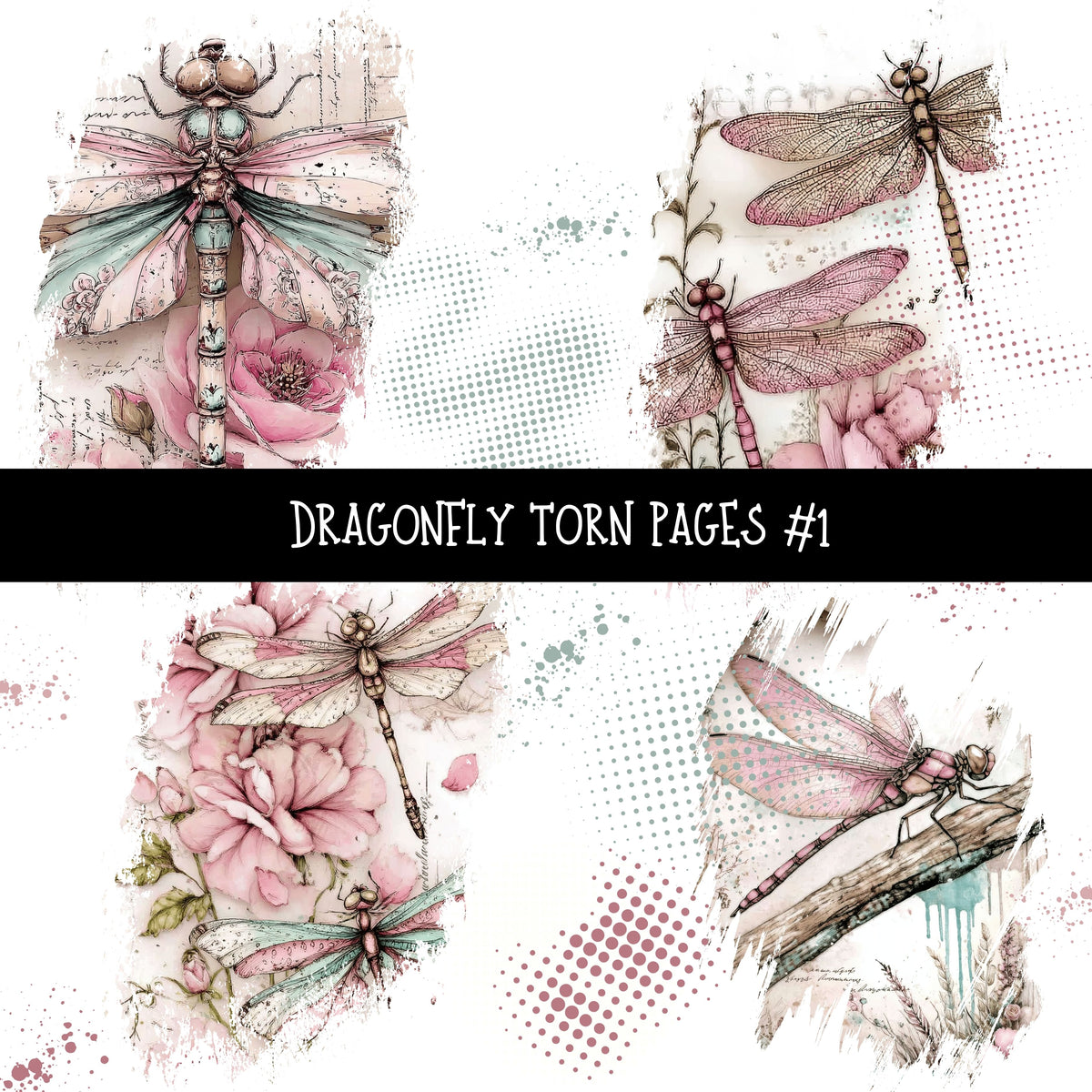 Dragonfly Torn Pages UV DTF Decal sheets 2 Designs available