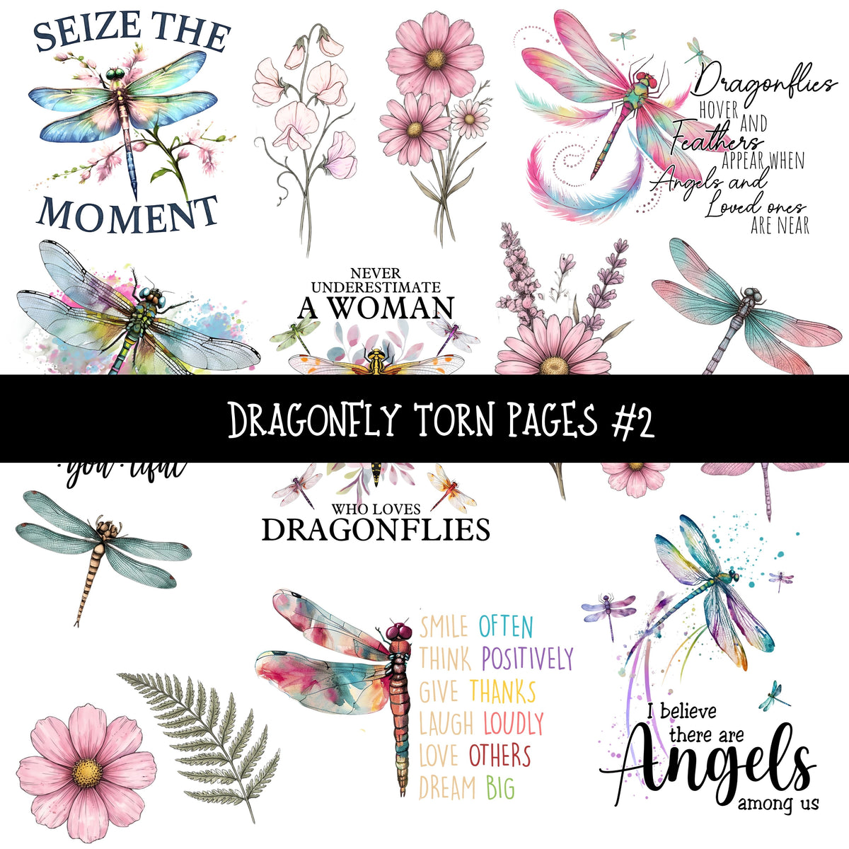 Dragonfly Torn Pages UV DTF Decal sheets 2 Designs available