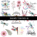 Dragonfly Torn Pages UV DTF Decal sheets 2 Designs available
