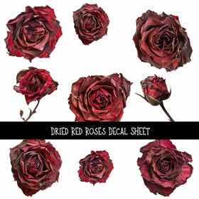 Dried Red Roses UV DTF Decal sheets