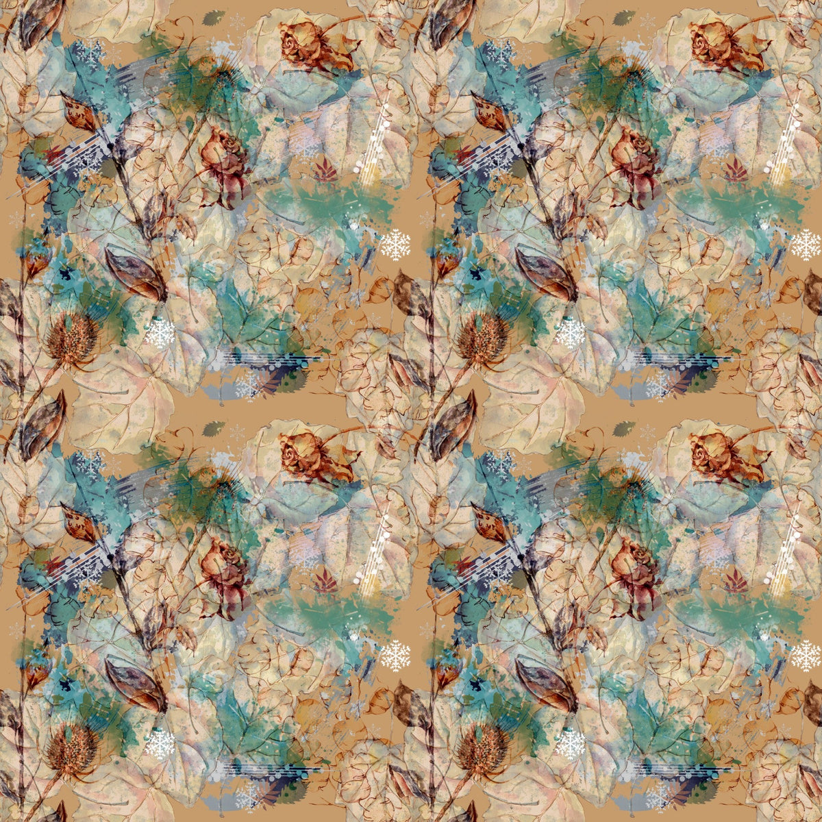 Dried Flowers On Beige - Adhesive Vinyl