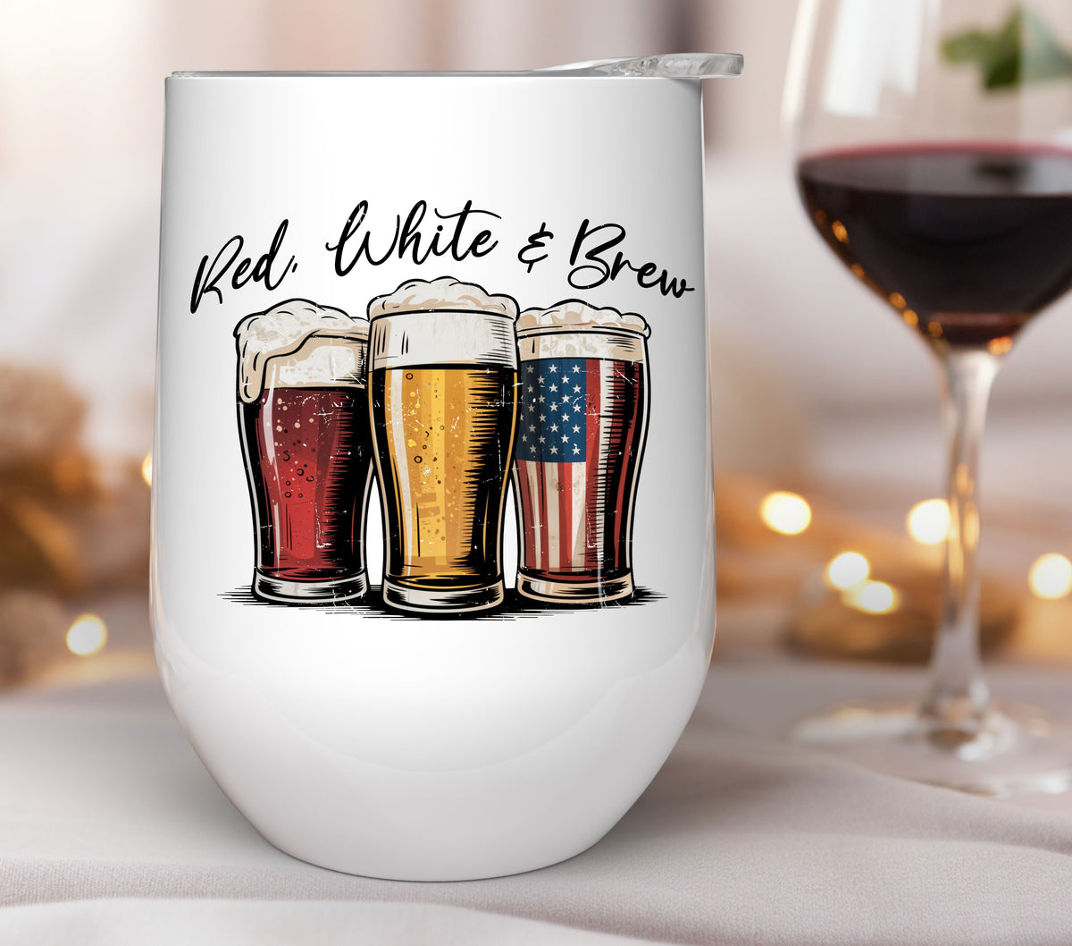 Red white and brew UV DTF Decals