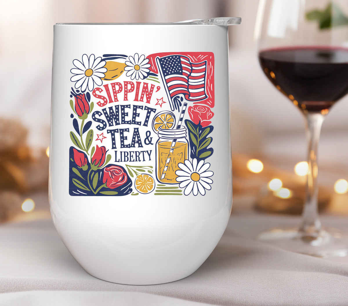 Sippin sweet tea and liberty UV DTF Decals