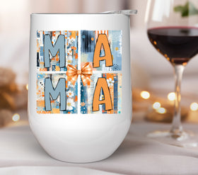 Mama Blue and Orange Floral UV DTF Decals