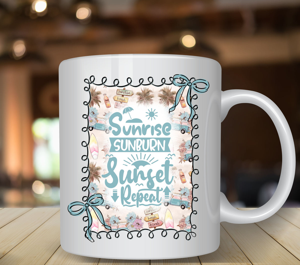 Sunrise, Sunburn, Sunset, repeat UV DTF Decals