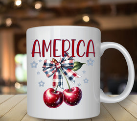 America cherry bow UV DTF Decals