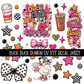 Duck Duck Dunkin Coquette UV DTF Decal sheets