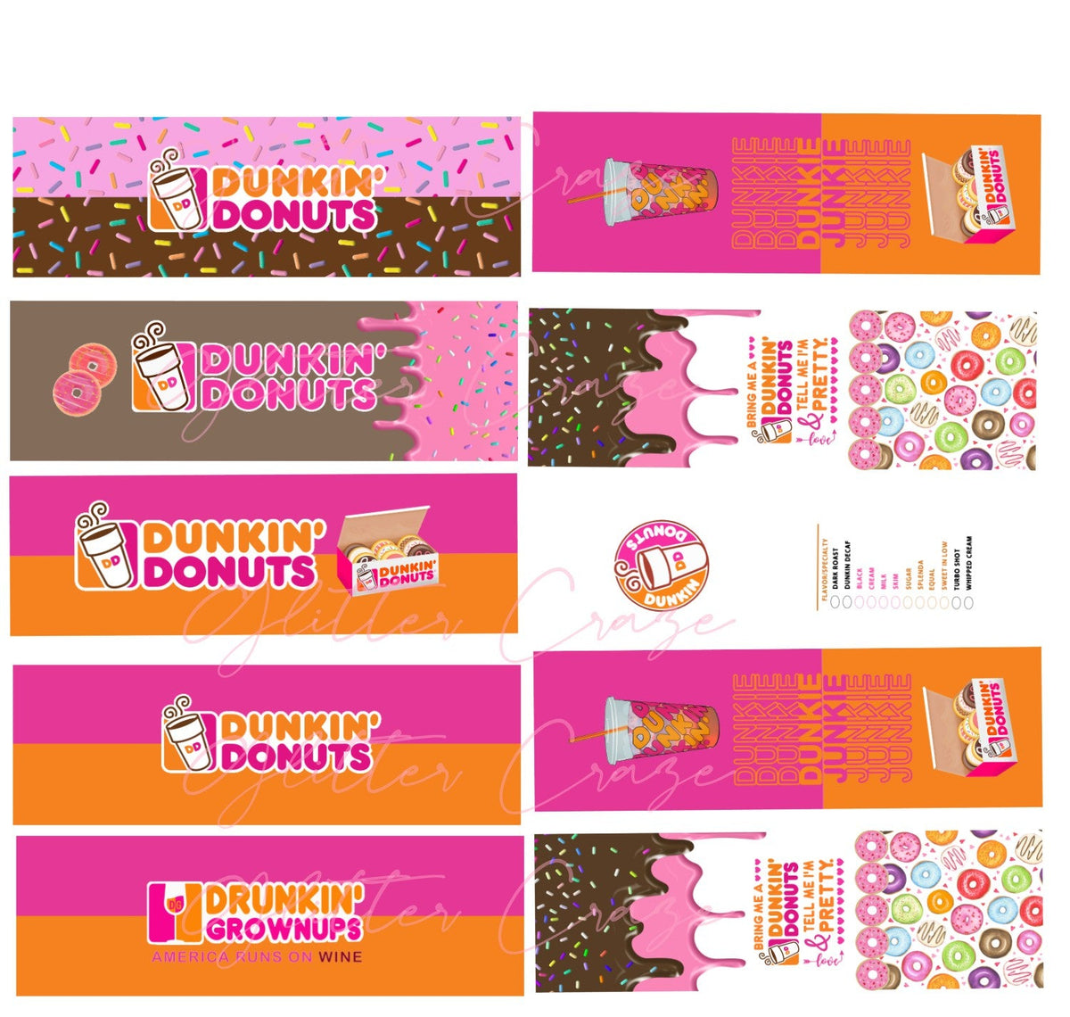 Dunkin vinyl Pen wrap set of 10