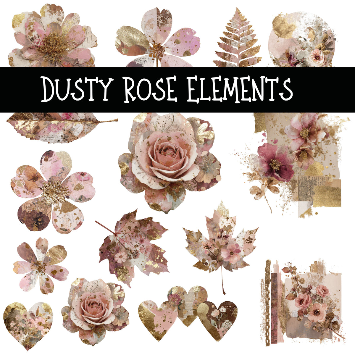 Dusty Rose Elements UV DTF Decal sheets