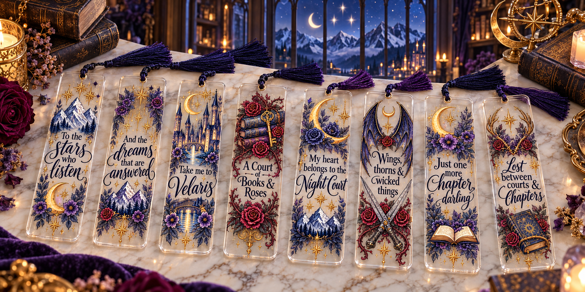 Thorns and Roses Bookmark UV DTF Decal sheet- 8 Designs