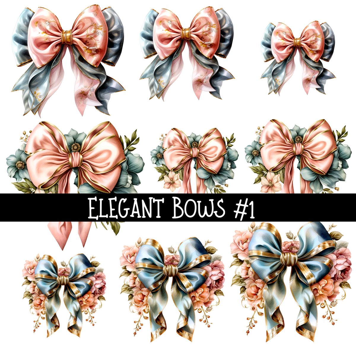 Elegant Bows UV DTF Decal sheets
